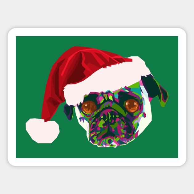 Santa Pug Sticker by Bajingseng